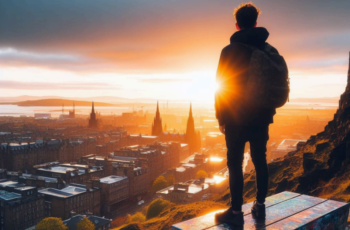 Young person looking over skyline