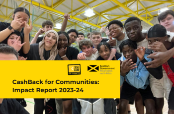 Impact report cover photo with image of group of young people in sporting venue