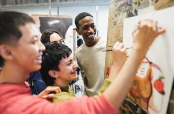 Young people painting